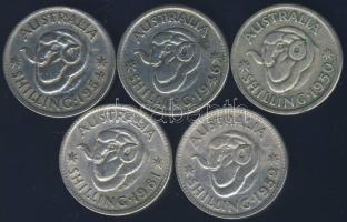 Ausztrália 1946-1961. 1Sh Ag (5x) klf évszámokkal! T:vegyes