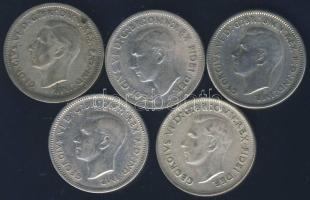 Ausztrália 1943-1952. 1Sh Ag (5x) klf évszámokkal! T:vegyes