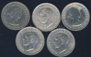Ausztrália 1938-1959. 1Sh Ag (5x) klf évszámokkal! T:vegyes