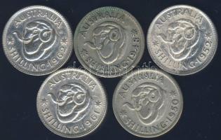 Ausztrália 1948-1962. 1Sh Ag (5x) klf évszámokkal! T:vegyes