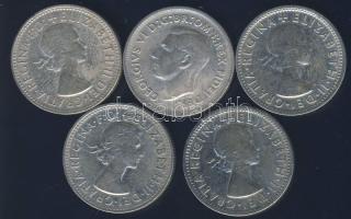 Ausztrália 1952-1961. 1Sh Ag (5x) klf évszámokkal! T:vegyes