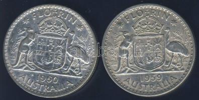 Ausztrália 1959-60. 1Fl Ag (2x) T:2-