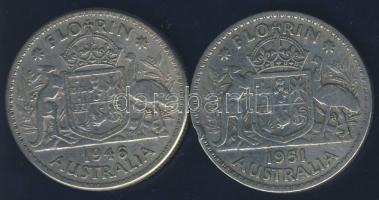 Ausztrália 1946-51. 1Fl Ag (2x) T:3+