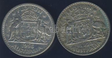 Ausztrália 1952-56. 1Fl Ag (2x) T:3+