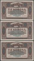 1920. 10K (3x) egymásutáni sorszámmal! T:I- apró sarok hajtás