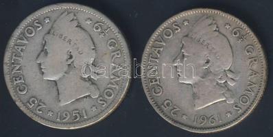 Dominikai Köztársaság 1951-1961. 25c (2x) Ag T:3