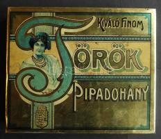 cca 1900 Török pipadohány eredeti fémdoboz szép állapotban / Tobacco metal box 14x12x3,5 cm