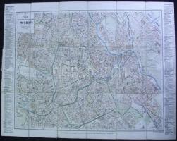 cca 1890 Vászon Bécs térkép intézmények jegyzékével / 1890 Canvas map of Vienna with index of institutes 60x46 cm