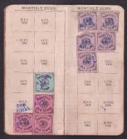 1903 Hajógépészek nemzetközi szövetségének igazolványa magyar mérnök részére, tagsági bélyegekkel / ...