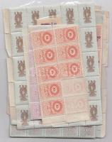 237 db használatlan illetékbélyeg 1934-1945 ívben ill. ívdarabokban