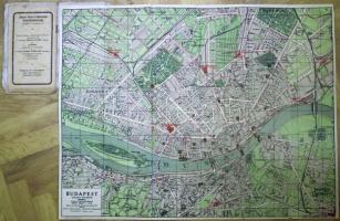 1922 Budapest székesfőváros Pharus-rendszerű térképe és utcajegyzéke (hajtásoknál néhol szakadásokkal) 60x45 cm
