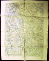 cca 1914 Budapest-Kecskemét színes katonai térképe / Miltary plan 48x60