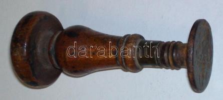 XIX. sz vége Címeres fanyelű pecsétnyomó / Seal 8 cm