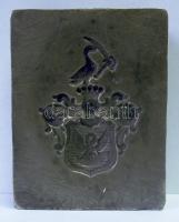 XIX. sz vége Címeres bronz lemeznyomó (cigaretta-tárcába) / Seal maker in metal 5x7 cm