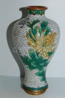 cca 1900 Szépen kidolgozott tűzzománc váza / Nice enameled vase 18 cm