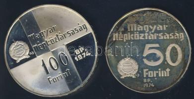 1974. 50Ft Ag + 100Ft Ag "50 éves az MNB" T:PP Csak 6000db!