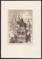 Vertel József (1922-1993): Budapest Halászbástya rézkarc-papír, jelzett 11x16 cm