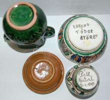 4 db Páll Antal jelzésű festett korondi kerámia (egyiken apró lepattanás)