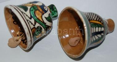 2 db kicsi festett Korondi kerámia csengő 7 cm (egyik csorba) / 2 korond ceramic bells