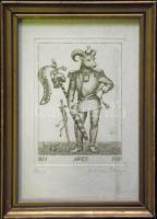 Artnan Bougil: Kos, rézkarc-papír, jelzett, keretben 14x20