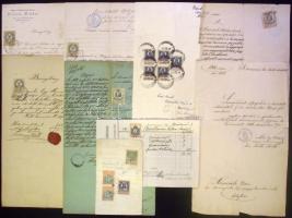 19 db okmánybélyeg + további 18 db okmányokon