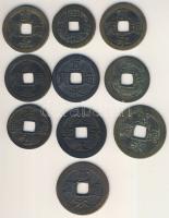 Kína/Japán 10db régi pénzérme, 1 mon, 4 mon, ritkább darabok is, egy közülük hamisítvány T:vegyes