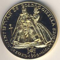 2000. "Millenium emlékére - Szt.István és Gizella szobra, Szeged" aranyozott ffém emlékérem T:PP Díszdobozban!