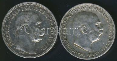 1915KB 1K Ag T:2 (patina) + Ausztria 1912. 1K Ag T:2 (patina)