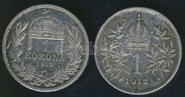 1915KB 1K Ag T:2 (patina) + Ausztria 1912. 1K Ag T:2 (patina)