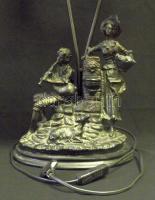 Nagyméretű, antikolt, bronz hatású faragott faszobor-lámpa / Carved wood statue - lamp 60 cm