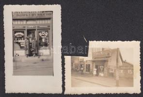 2 db kisméretű fotó Klement Tibor bőrkereskedő üzletéről, az egyik sérült