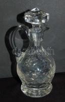 Kis dekoratív kristály kancsó üveg dugóval 15cm magas