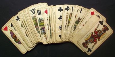 cca 1890 42 darabos jó állapotú magyar tarokk kártyapakli a Vannak kártyagyártól, 30 kr kártyaszigne...