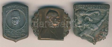 1915-17. 3db I. Világháborús jelvény: "Ferencz József" + "Olasz Front 1915-17" + "V.Kusmanek 1914-16"