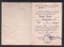 Magyar Aero szövetség fényképes repülőmodellező időmérő biztosi igazolvány