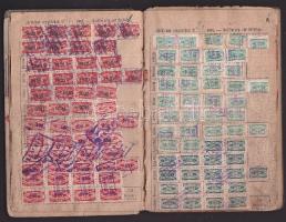 1919 Magyar vas és fémmunkások központi szövetsége tagsági könyve rengeteg tagsági bélyeggel 1919-tő...