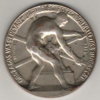 1923 "Országos Vasgépmalomipari és Electrotechnikai Kiállítás Budapest" nagyméretű ezüstözött bronz plakett szig.:Pásztor T:2
