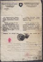 1944 Svájci követségi menlevél hivatalos másolata kissé viseltes állapotban