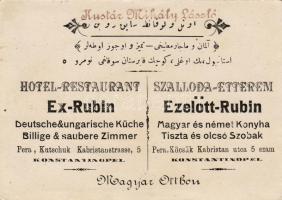 Ca. 1900 Konstantinápolyi magyar szálloda-étterem reklámja