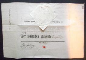 1786 A Hétszemélyes tábla árverési hirdetménye gróf Jankovics Antal kincstári elnök, Szerém vármegye főispánja, a hétszemélyes tábla elnökének és Klobusiczky József későbbi fiumei kormányzó saját kezű aláírásával. Szárazpecséttel. / Ex offo letter about an auction with autograph signature of count Anton Jankovits and Joseph Klobusiczky later governor of Fiume