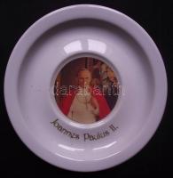 ~1980 II. János Pál pápát ábrázoló porcelán falitányér jelzés nélkül d: 16cm