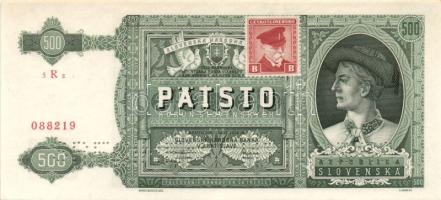 Csehszlovákia 1945.(1941) 500K csehszlovák bélyeggel és dupla "SPECIMEN" lyukasztással T:II++