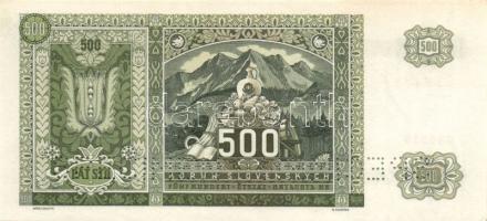 Csehszlovákia 1945.(1941) 500K csehszlovák bélyeggel és dupla "SPECIMEN" lyukasztással T:I...
