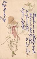 1899 Girl, Art Nouveau litho (EK)