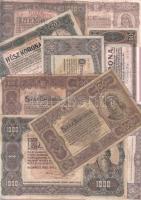 kis korona tétel: 1920. 10K (10x) + 20K (10x) + 50K "Orell Füssli Zürich" (4x) + 100K "Orell Füssli Zürich" (4x) + 1000K "Orell Füssli Zürich" + 1923. 100K (2x) nyomdahely jelöléssel és jelölés nélkül + 500K nyomdahely jelölés nélkül + 1000K "8 FILLÉR NYOLC FILLÉR" felülnyomással T:II,III,IV