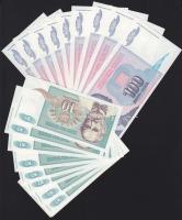 Jugoszlávia 1994. 10D (10x) + 100D (10x) + 1000D (10x) T:I