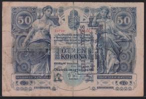 1902. 50K "Felülbélyegzés Baja Járás Főszolgabíró 1919. jan.16." bélyegzéssel T:III-(beszakadás)