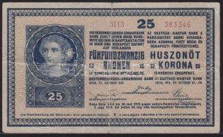 1918. 25K hullámos hátlap "3000" feletti sorszámú és "Müller és Társa Bank és Váltóüzlet Szeged" szárazbélyegzővel T:III(enyhén restaurált)