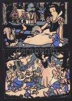 1963 4 db textil borítású, színes Disney képeslap