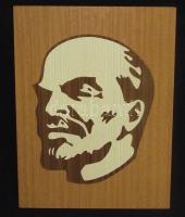 Fa intarziás Lenin kép 30x38cm